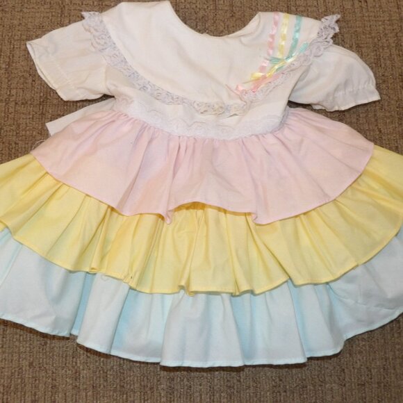 Kandy Ann Other - Pastel Rainbow Baby Girl Dress Kandy Ann Vintage Dress Size 12 Months